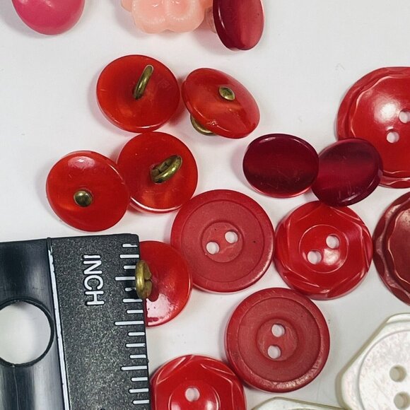 Button Pink Black Mother Pearl Plastic Metal Shell Random Lot Vintage For Crafts - Picture 7 of 15